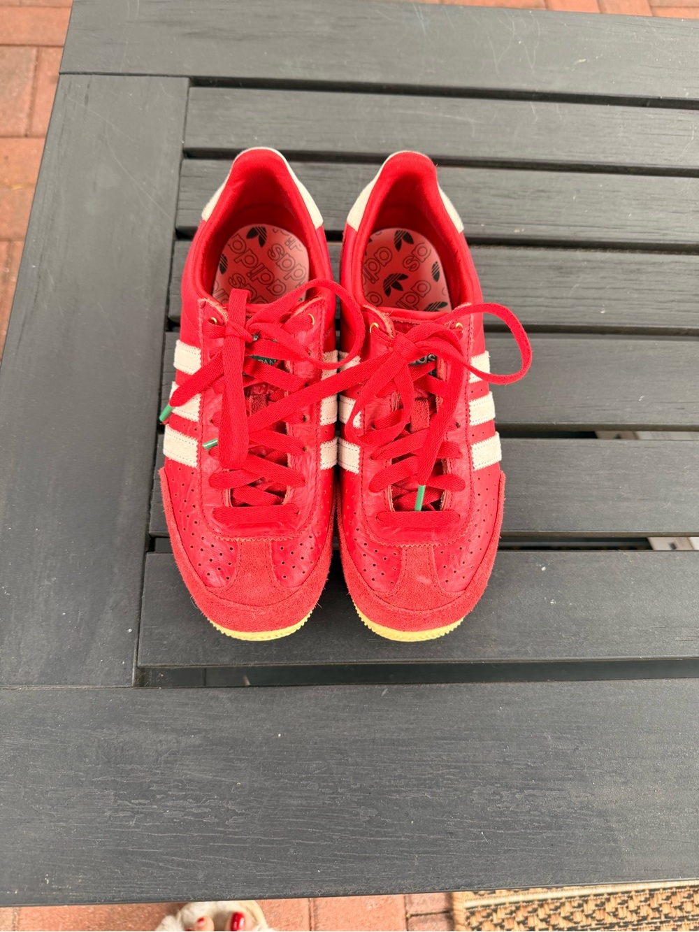 adidas Kids Red Sneakers with White Stripes